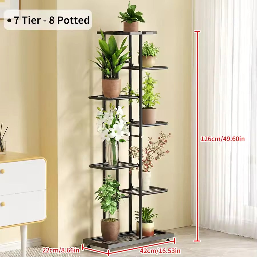 Multi-Tier Iron Plant Shelf Flower Pot Holder Rack for Indoor & Outdoor