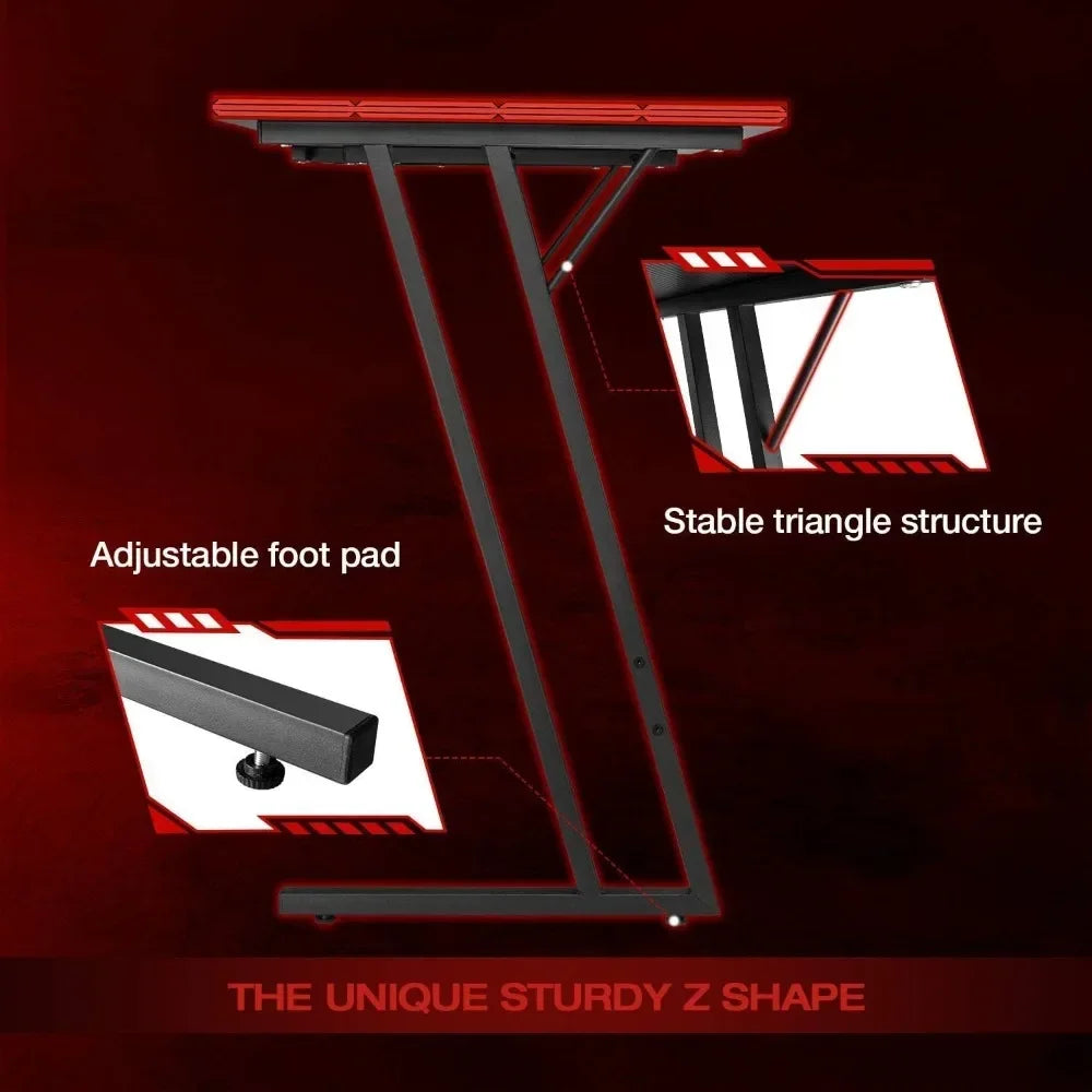 L-Shaped Gaming Computer Desk with Large Monitor Riser Stand Corner Desk PC Gaming Table for Home Office