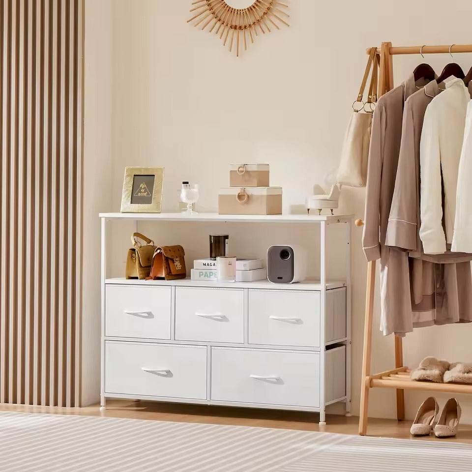 Shoe Storage Cabinet with 5 Fabric Drawers