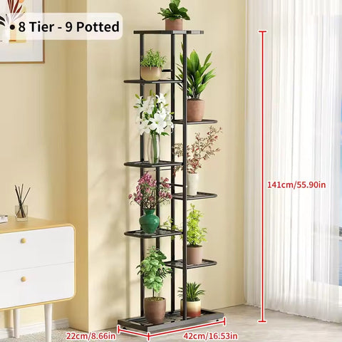 Multi-Tier Iron Plant Shelf Flower Pot Holder Rack for Indoor & Outdoor