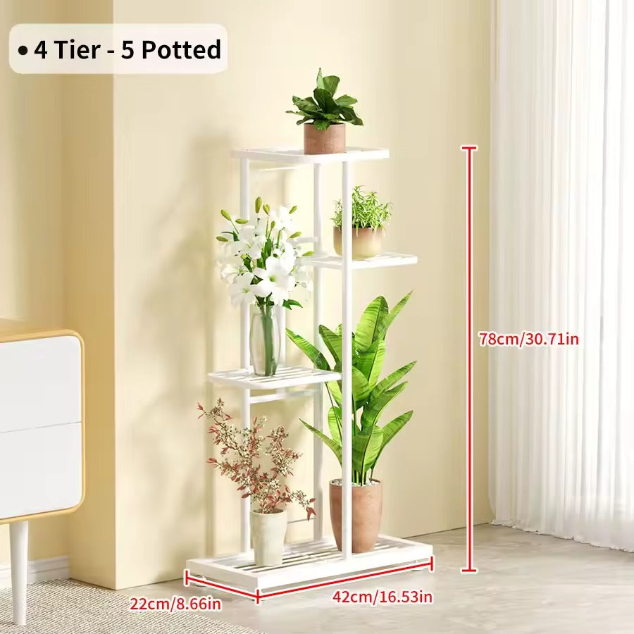 Multi-Tier Iron Plant Shelf Flower Pot Holder Rack for Indoor & Outdoor