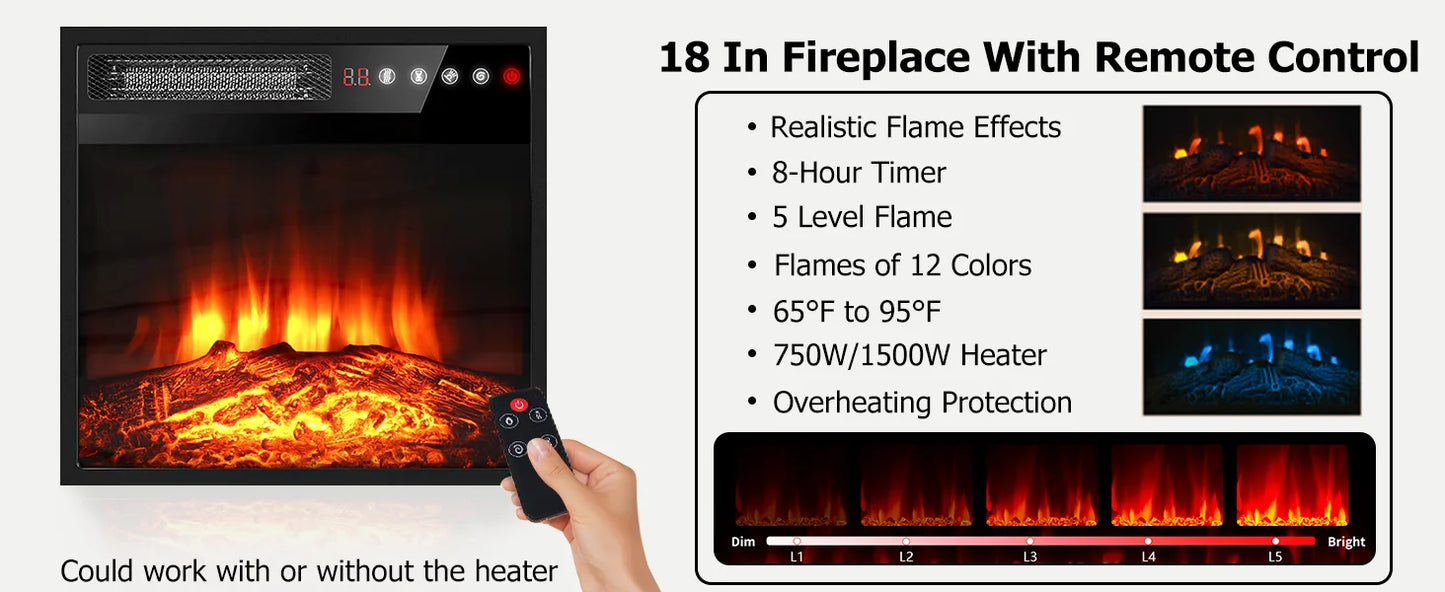 58" Fireplace TV Console Electric Fireplace & Remote