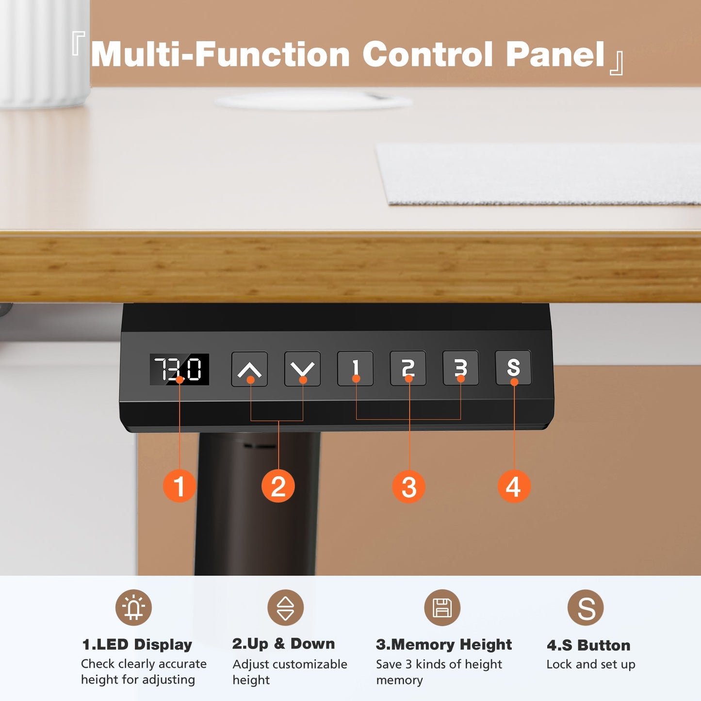 40" Electric Height Adjustable Standing Desk Ergonomic Work Table