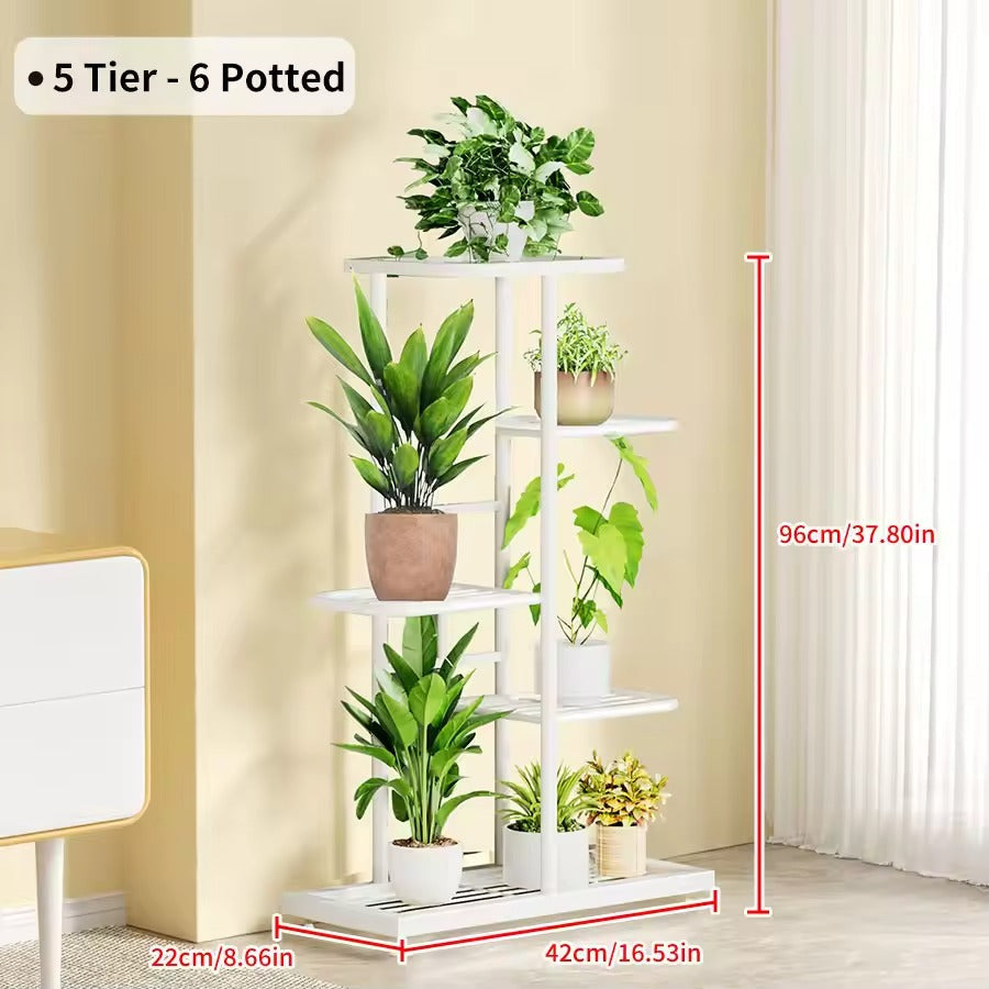 Multi-Tier Iron Plant Shelf Flower Pot Holder Rack for Indoor & Outdoor