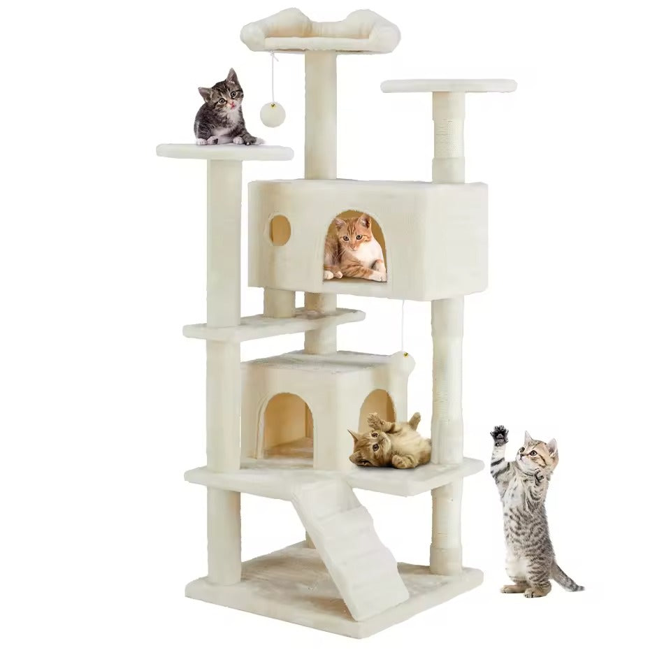 54" Cat Tree Multi-Level Play House Durable Cat Furniture