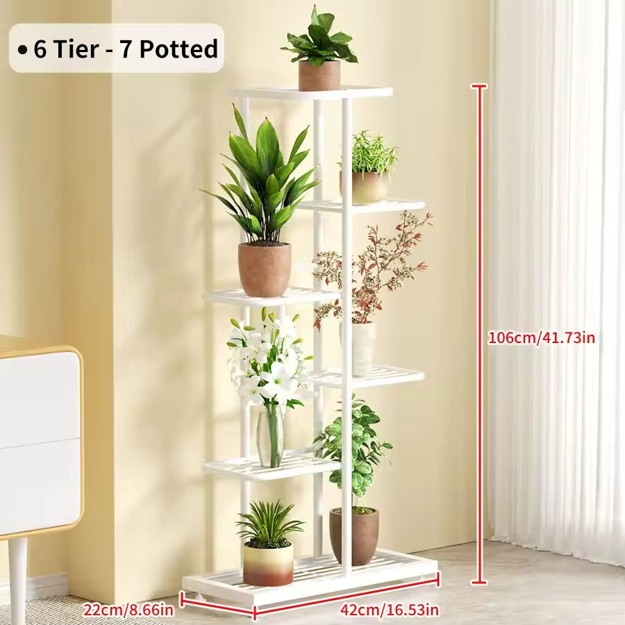 Multi-Tier Iron Plant Shelf Flower Pot Holder Rack for Indoor & Outdoor