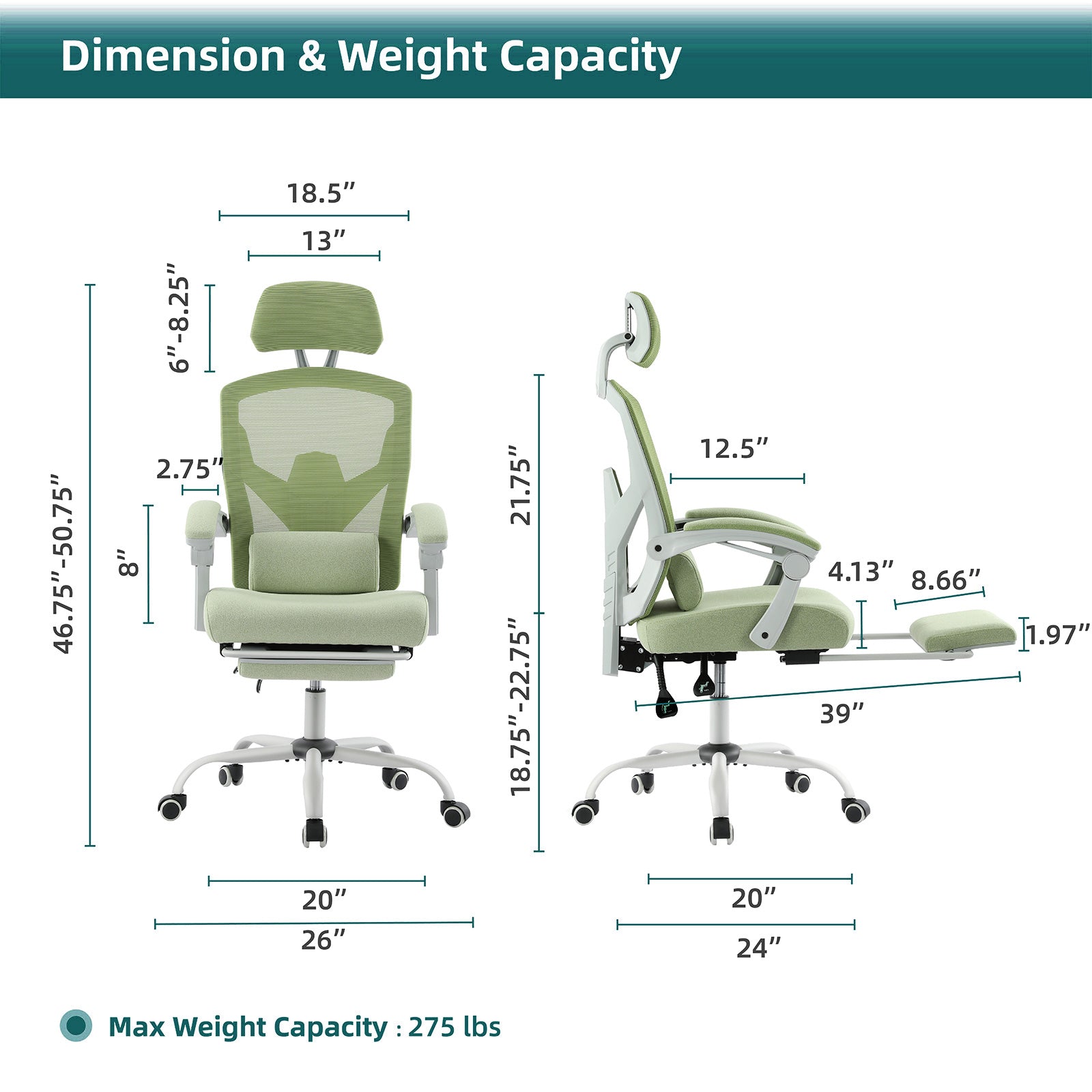 Reclining & Swivel Mesh Gaming Chair w/ Lumbar Support