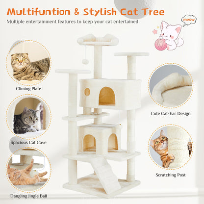 54" Cat Tree Multi-Level Play House Durable Cat Furniture