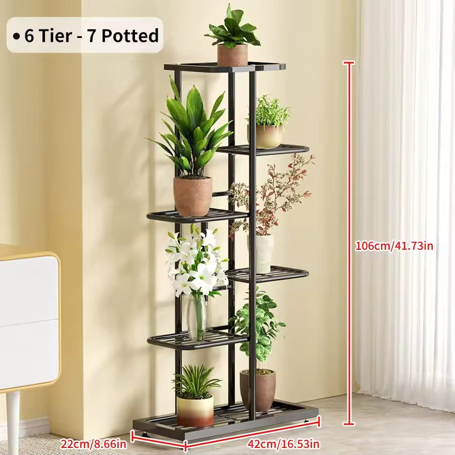 Multi-Tier Iron Plant Shelf Flower Pot Holder Rack for Indoor & Outdoor