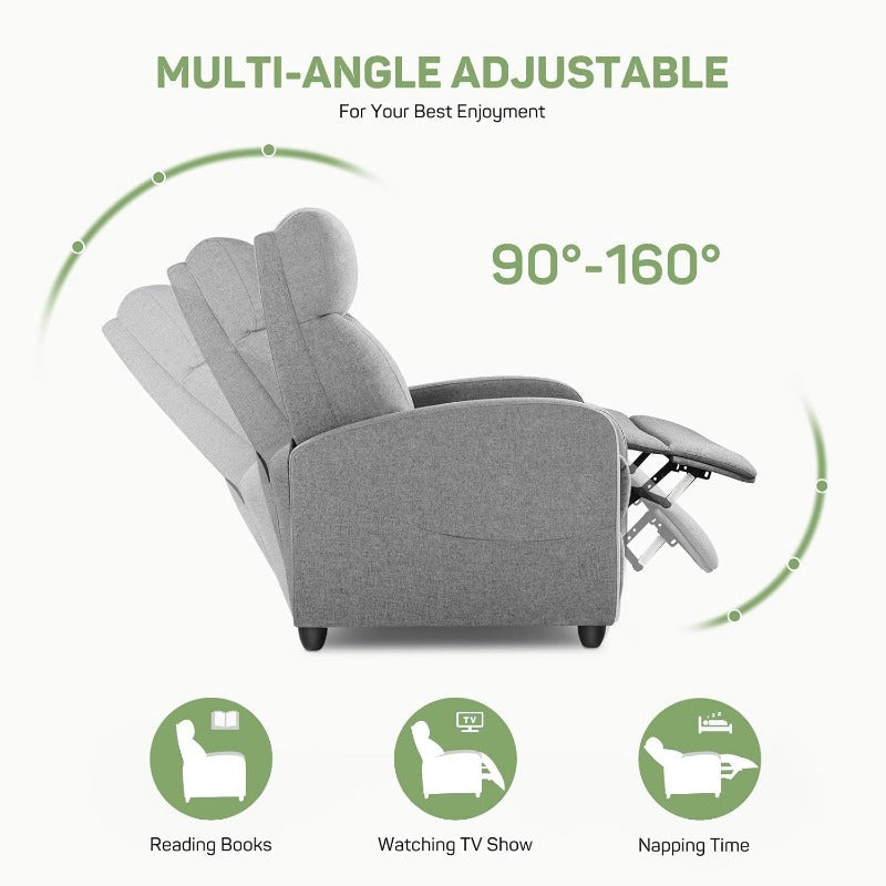 Fabric Recliner with Massage & Lumbar Support Small Space Chair