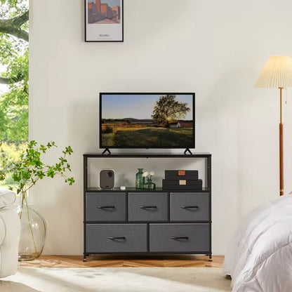 Shoe Storage Cabinet with 5 Fabric Drawers