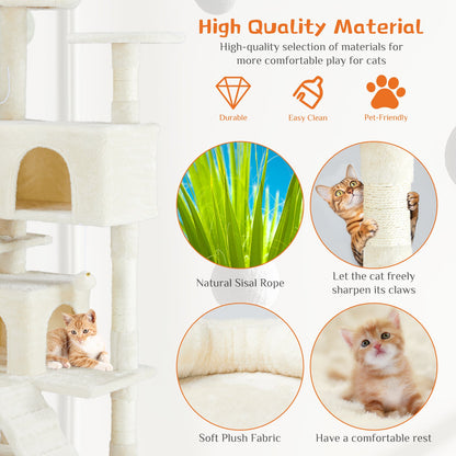 54" Cat Tree Multi-Level Play House Durable Cat Furniture