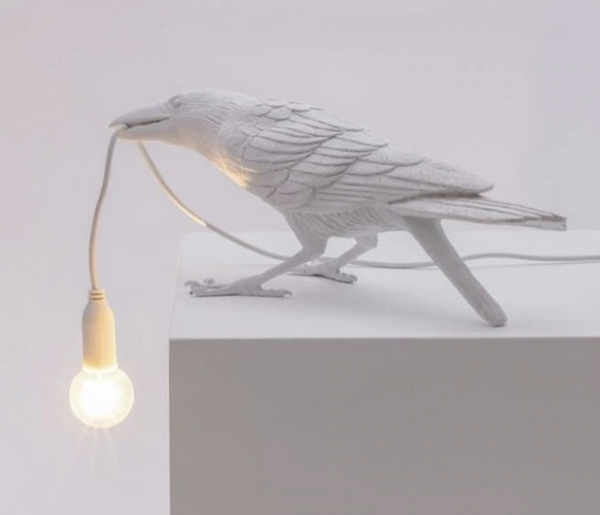 Italian White Raven Bird Table Lamp - Vintiige