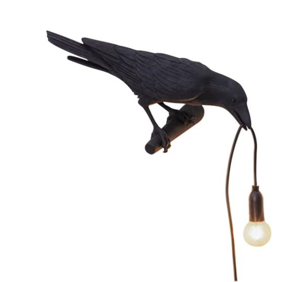 Italian Black Raven Bird Wall Lamp - Vintiige