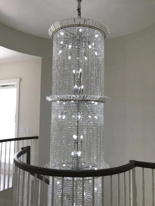 Crystal Ballroom Cylinder Stairwell Chandelier - Vintiige