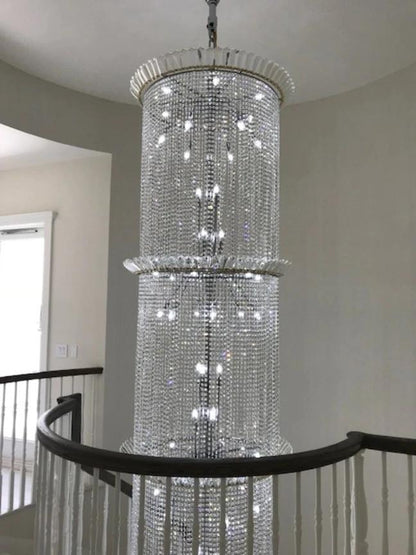 Crystal Ballroom Cylinder Stairwell Chandelier - Vintiige