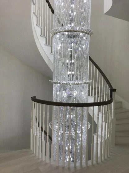 Crystal Ballroom Cylinder Stairwell Chandelier - Vintiige