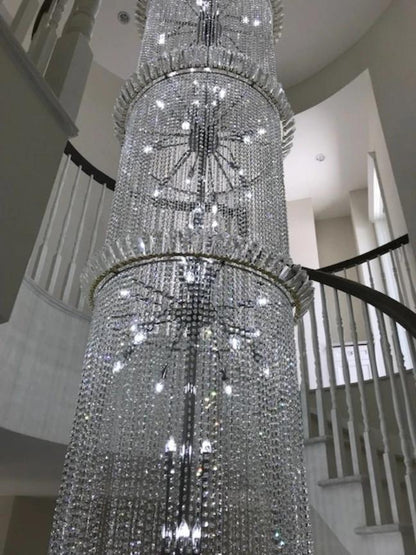 Crystal Ballroom Cylinder Stairwell Chandelier - Vintiige