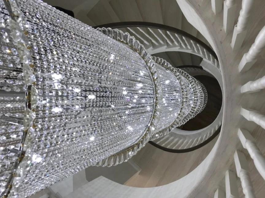 Crystal Ballroom Cylinder Stairwell Chandelier - Vintiige