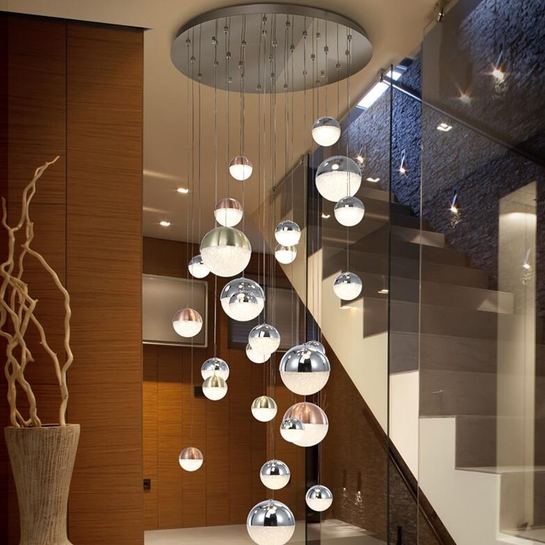 Long Nordic Demi-Orbs LED Chandelier - Vintiige