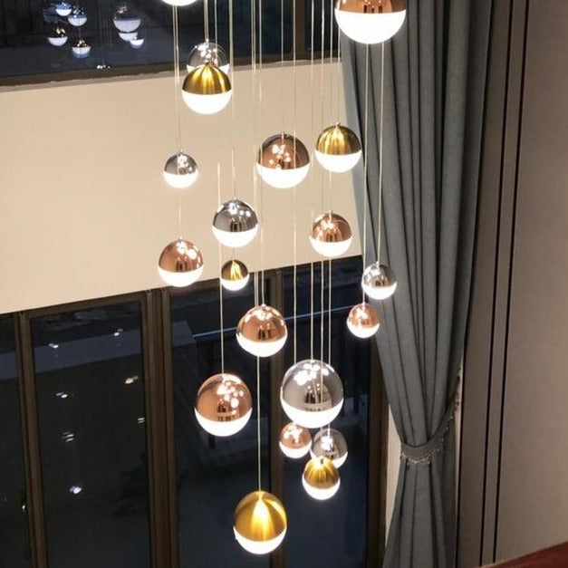 Long Nordic Demi-Orbs LED Chandelier - Vintiige