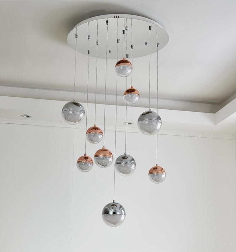 Long Nordic Demi-Orbs LED Chandelier - Vintiige