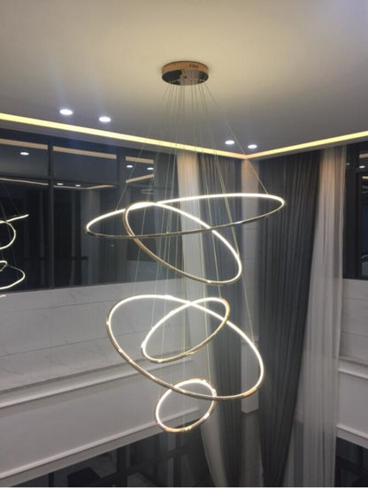 High Ceiling Golden Olympic Hoops Pendant Light - Vintiige