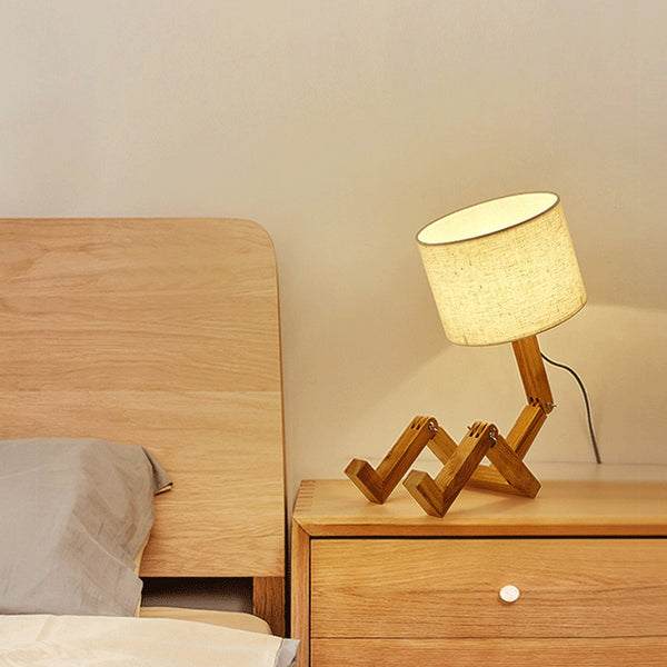 Orca Wooden Legged Bedside Table Lamp