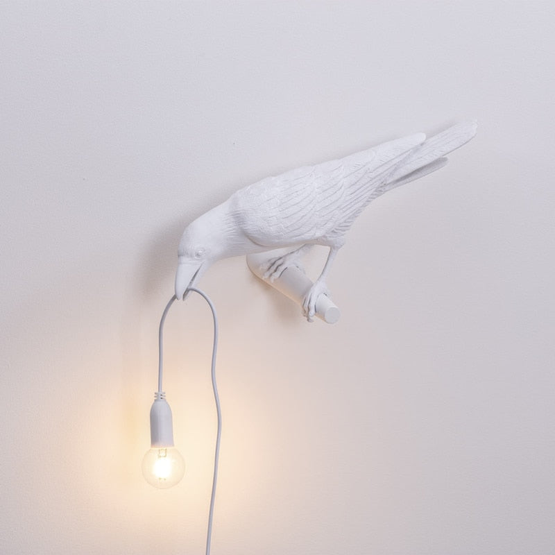 Italian White Raven Bird Wall Lamp - Vintiige