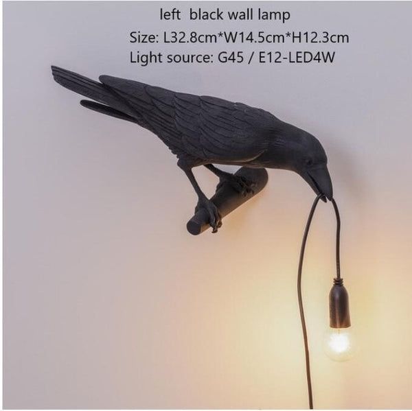 Italian Black Raven Bird Wall Lamp - Vintiige