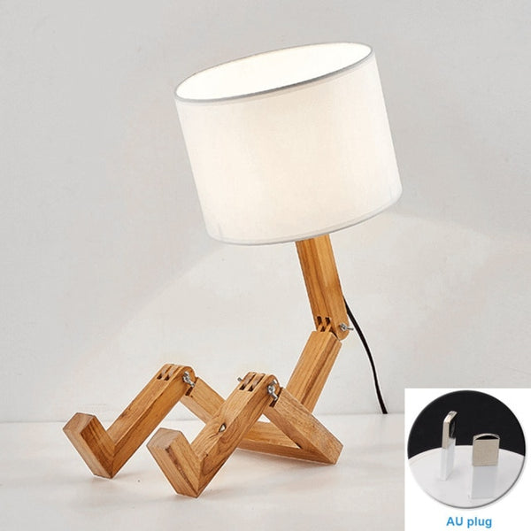 Orca Wooden Legged Bedside Table Lamp