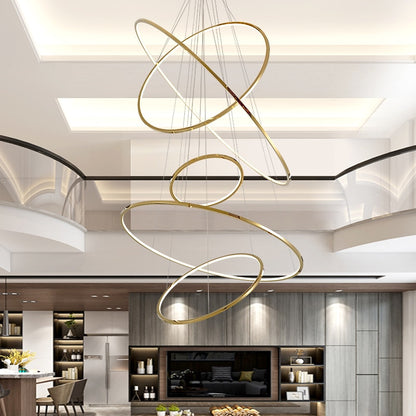 High Ceiling Golden Olympic Hoops Pendant Light - Vintiige