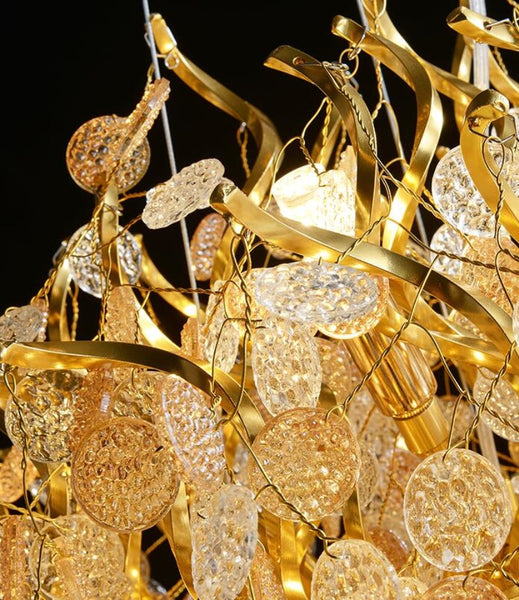 Golden Petal French Crystal Nest Chandelier