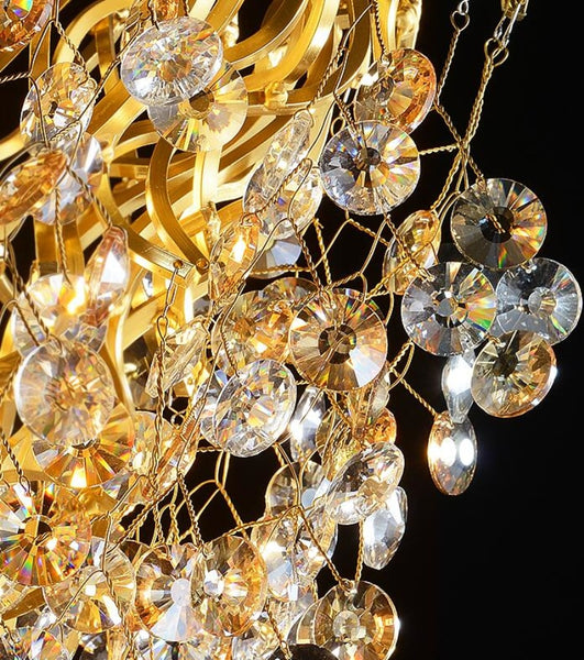 Golden Petal French Crystal Nest Chandelier
