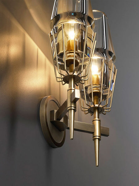'Shiraz' Retro Glass Copper Wall Lamp