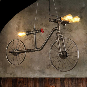 Industrial Water Pipe Bicycle Chandelier - Vintiige