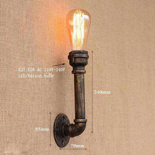 Retro Iron Water Pipe Wall Light - Vintiige