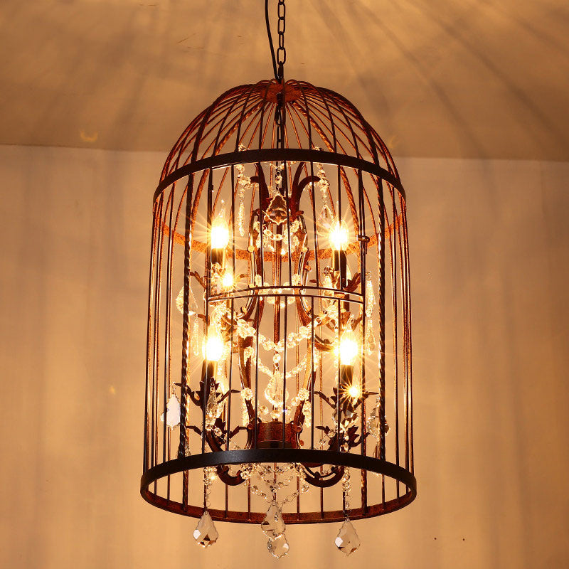 Vintage Bird Cage Pendant Light with Crystal Ornaments | Vintiige.com