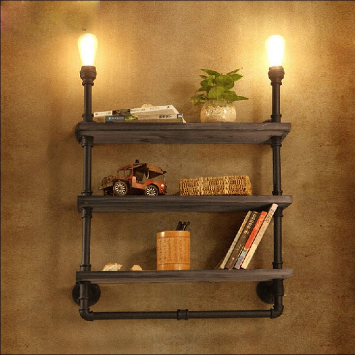 Rustic Water Pipe Bookshelf Lighting - Vintiige