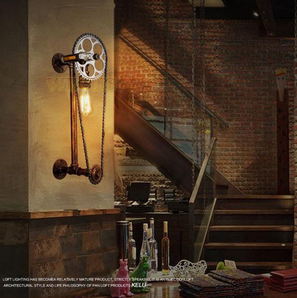 Steampunk Pedal & Gear Wall Light - Vintiige