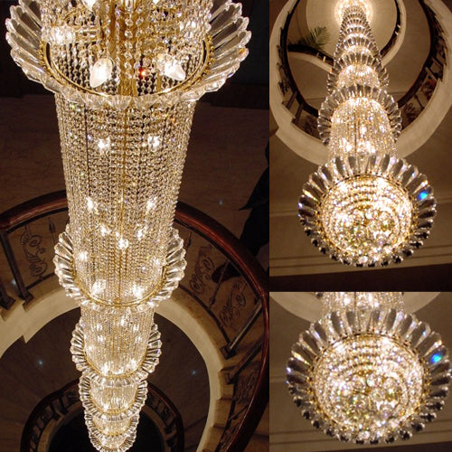 Crystal Ballroom Cylinder Stairwell Chandelier - Vintiige