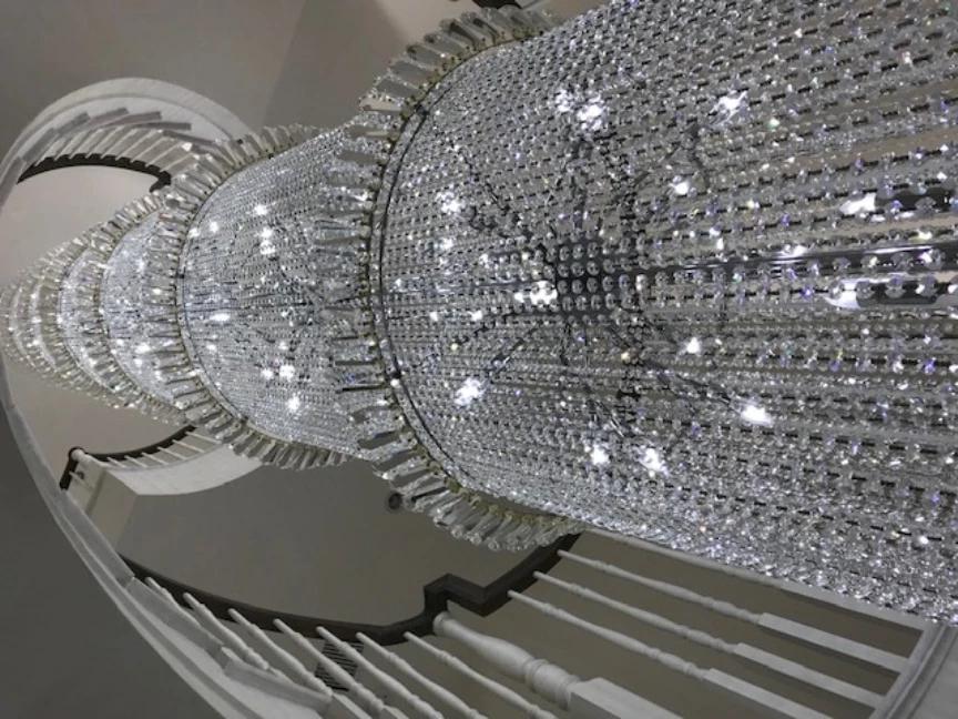 Crystal Ballroom Cylinder Stairwell Chandelier - Vintiige