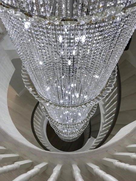 Crystal Ballroom Cylinder Stairwell Chandelier - Vintiige